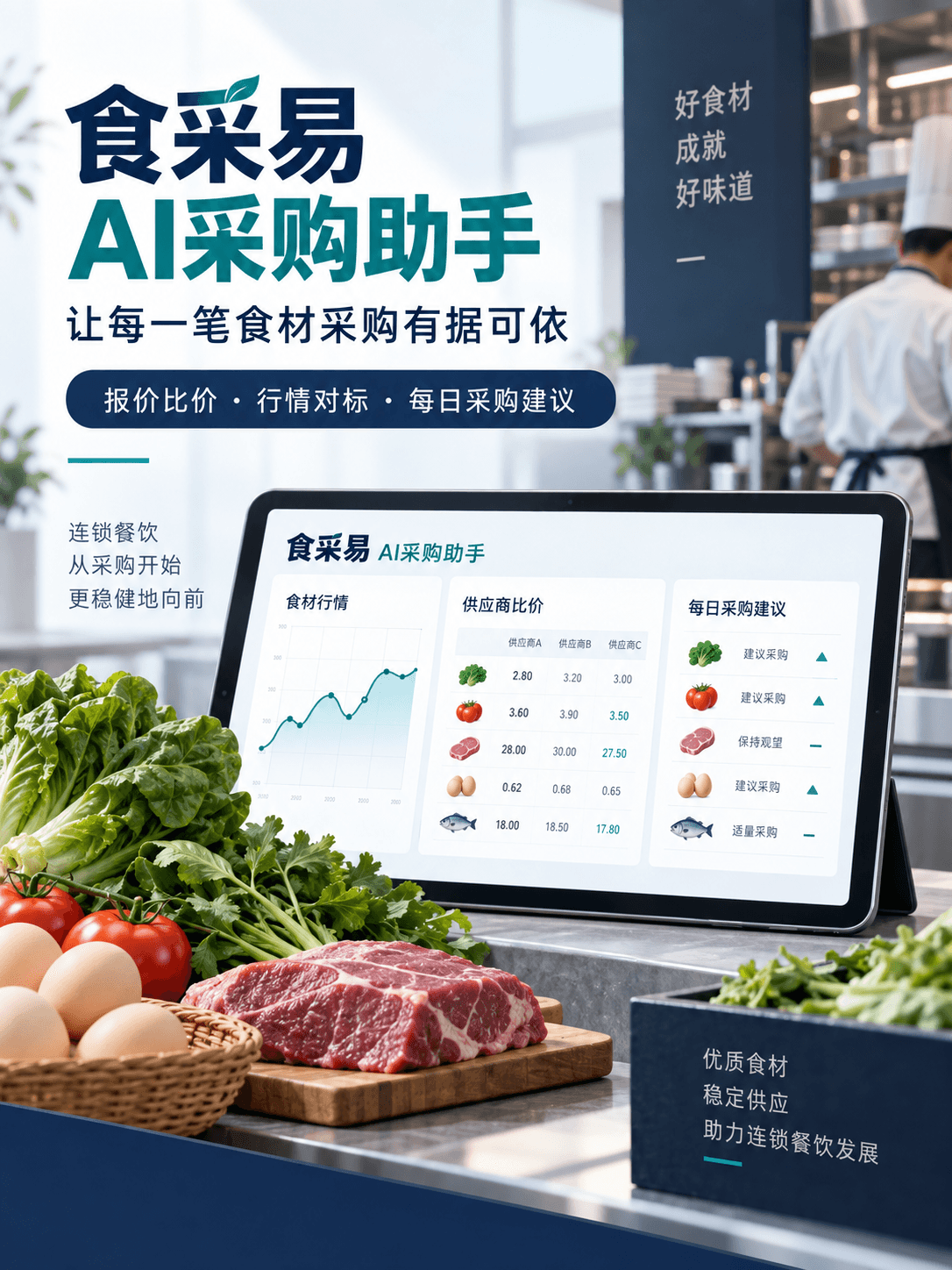 食采易 AI采购助手朋友圈宣传海报